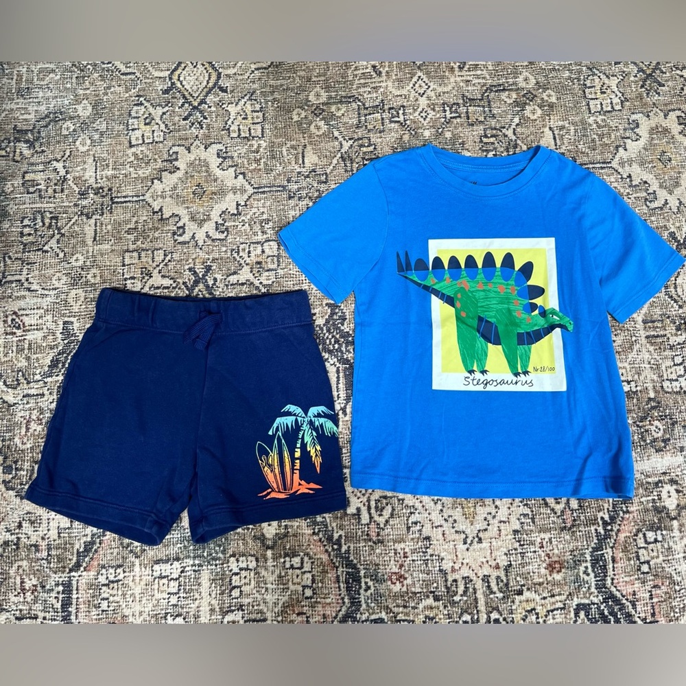 HM Blue Dinosaur T-Shirt and Shorts Set